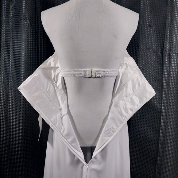 NWT! STUNNING PURE WHITE CHIFFON STRAPLESS GOWN! WEDDING, PROM! SZ XS - Picture 10 of 13